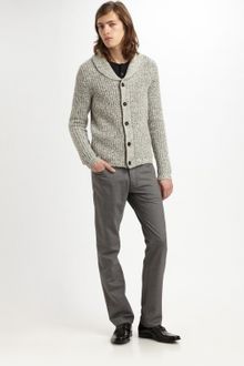 Theory Shawl-collar Tweed Cardigan - Lyst