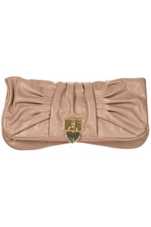 Topshop Pale Pink Heart Lock Clutch - Lyst