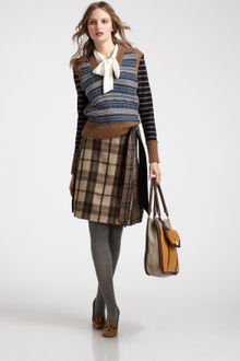 Tory Burch Rieti Wool Melange V-neck Sweater - Lyst