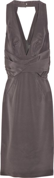 Zac Posen Silkblend Stretchcrepe Dress in Brown (gray) - Lyst