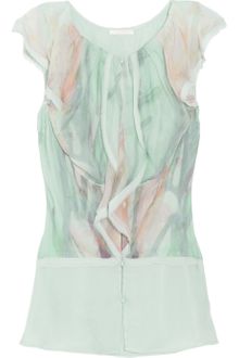 Zac Posen Printed Silk-chiffon Blouse - Lyst
