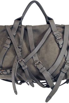 Alexander Wang Kirsten Suede Satchel in Dove Grey - Lyst