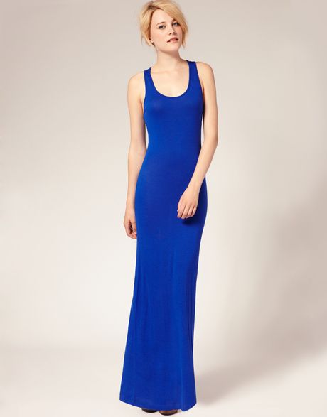 Asos Collection Asos Racer Back Maxi Dress in Blue