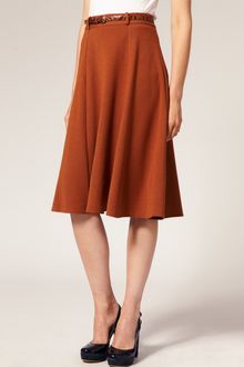 ASOS Collection Asos Midi Tailored Belted Ponti Fit and Flare Skirt - Lyst
