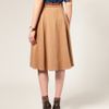 Asos Collection Asos Midi Tailored Belted Ponti Fit and Flare Skirt in Beige (camel) - Lyst