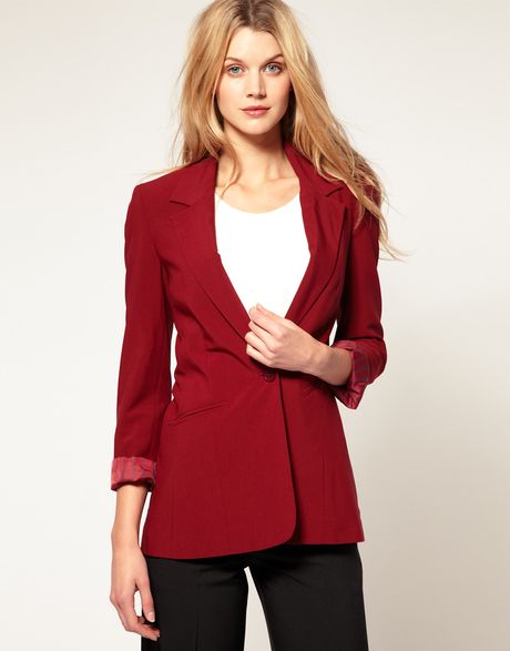 Asos Collection Asos Boyfriend Blazer in Red (claret) - Lyst