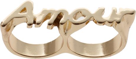 Asos Collection Asos Double Finger Amour Ring in Gold - Lyst