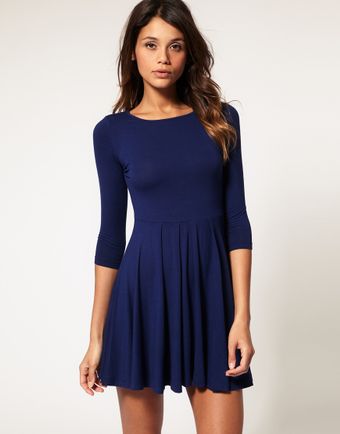 ASOS Collection Asos Dress with Pleated Skater Skirt - Lyst