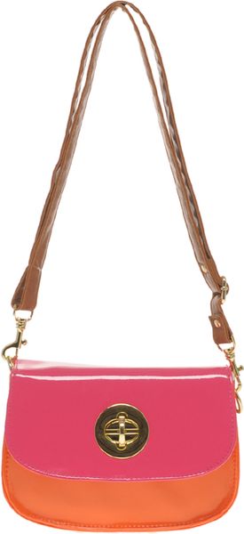 Asos Collection Asos Patent Twist Lock Saddle Bag in Pink - Lyst