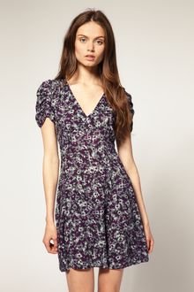 ASOS Collection Asos Printed Tea Dress with Shirred Detailing - Lyst