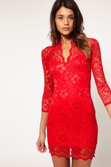 ASOS Collection Asos Lace Dress with Scalloped Neck - Lyst