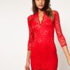 Asos Collection Asos Lace Dress with Scalloped Neck in Red - Lyst