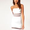 Asos Collection Asos Bandeau Bodycon Dress with Mesh Insert in White - Lyst