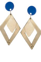 Asos Statement Angular Brass Earrings With Perspex Stud Detail