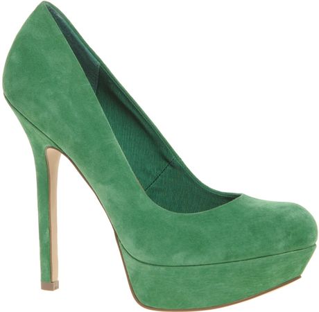 Asos Asos Pump It Up Suede Platform Court Shoe in Green | Lyst