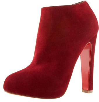 Christian Louboutin Suede Thick-heel Bootie - Lyst