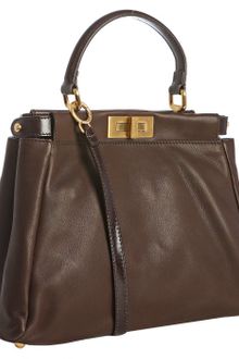 Fendi Mocha Leather Peekaboo Convertible Satchel - Lyst