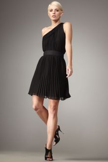 Halston Heritage Pleated One-shoulder Dress - Lyst