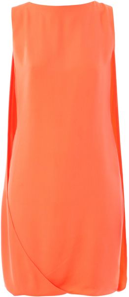 Halston Heritage Sleeveless Cape Back Dress in Pink (coral) - Lyst