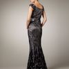 Pamella Roland Asymmetricneck Embroidered Gown in Gray (black) - Lyst