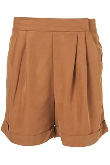 Topshop Cupro Pleat Front Shorts - Lyst