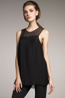 Vera Wang Pleated Chiffon Top - Lyst