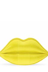 Lulu Guinness Acid Yellow Snakeskin Lips Clutch