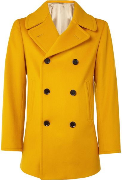 E. Tautz Wool Pea Coat in Gold for Men (pea) - Lyst