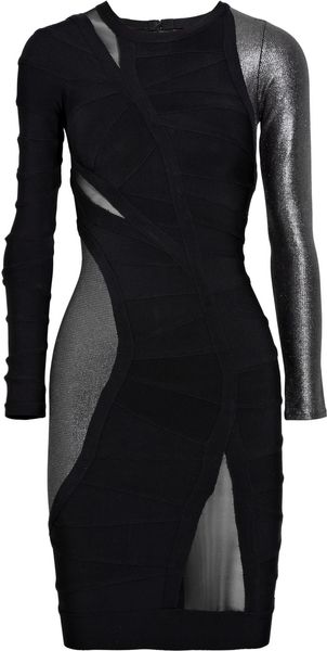 Hervé Léger Metallic Bandage Mini Dress - Lyst