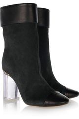 Chloé Perspex-heeled Suede and Leather Boots