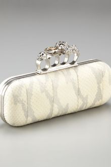 Alexander McQueen Knuckle-clasp Snakeskin Box Clutch - Lyst