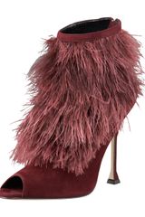 Brian Atwood Ostrich-feather Bootie