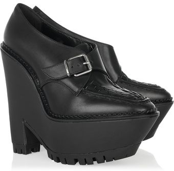Burberry Prorsum Square-toe Leather Wedges - Lyst