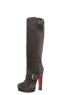 Christian Louboutin Suede Buckled Platform Boot - Lyst