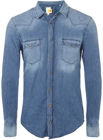 Hugo Boss Black Denim Western Shirt - Lyst