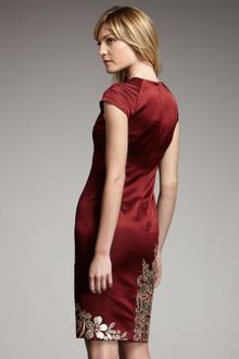 Naeem Khan Floral-applique Satin Dress - Lyst