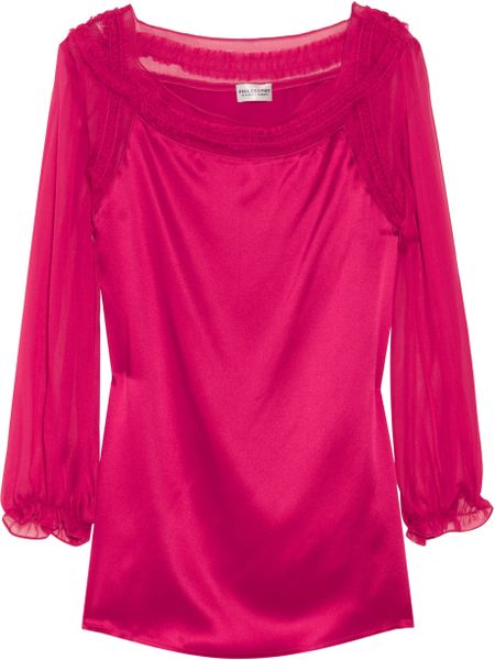 Philosophy Di Alberta Ferretti Silksatin and Chiffon Blouse in Pink - Lyst