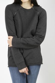T By Alexander Wang Raglan Zip Sweatshirt - Charcoal - Lyst