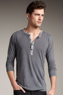 Theory Long-sleeve Henley, Gray - Lyst