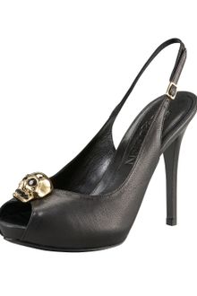 Alexander McQueen Skull Peep-Toe Slingback Pump - Lyst