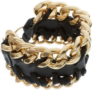 ASOS Collection Asos Plaited Wristband with Leather and Metal Curb Chain - Lyst