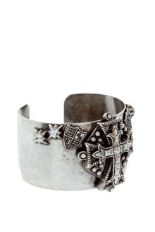ASOS Collection Asos Heraldic Metal Cuff Bracelet with Cross and Shield Detail - Lyst