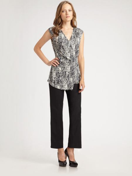 Boss Black Wrap Front Printed Tank in Gray (white) - Lyst