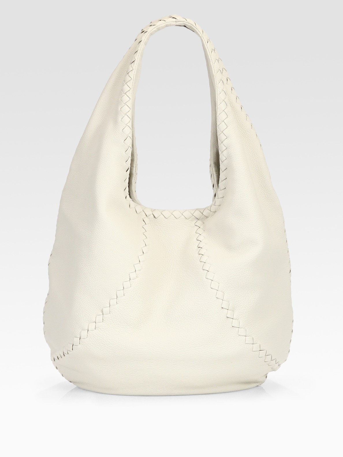 Bottega Cervo Large Leather Hobo Bag in White (offwhite) Lyst