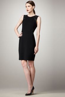 Elie Tahari Emory Leather-detail Dress - Lyst