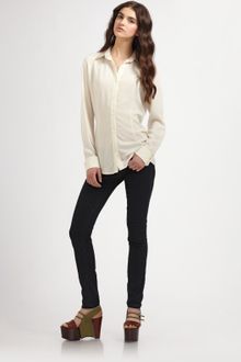 Elizabeth And James Clarkson Leather Collar Shirt - Lyst