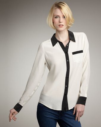 Equipment Brett Colorblock Long-sleeve Silk Blouse - Lyst