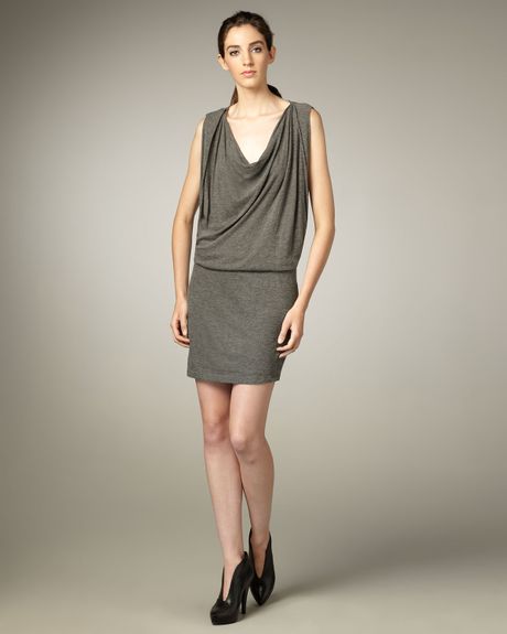 Graham & Spencer Draped Minidress in Gray (charcoal) - Lyst