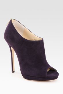 Jimmy Choo Suede Peep-toe Ankle Boots - Lyst
