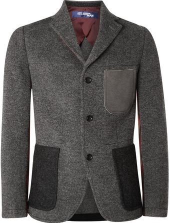 Junya Watanabe Contrast Panel Wool Blazer - Lyst